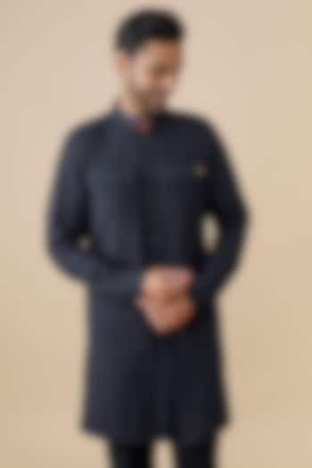 Navy Blue Tencel Rayon Kurta by S&N by Shantnu Nikhil Men at Pernia's Pop Up Shop