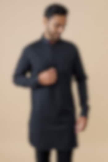 Navy Blue Tencel Rayon Kurta by S&N by Shantnu Nikhil Men at Pernia's Pop Up Shop
