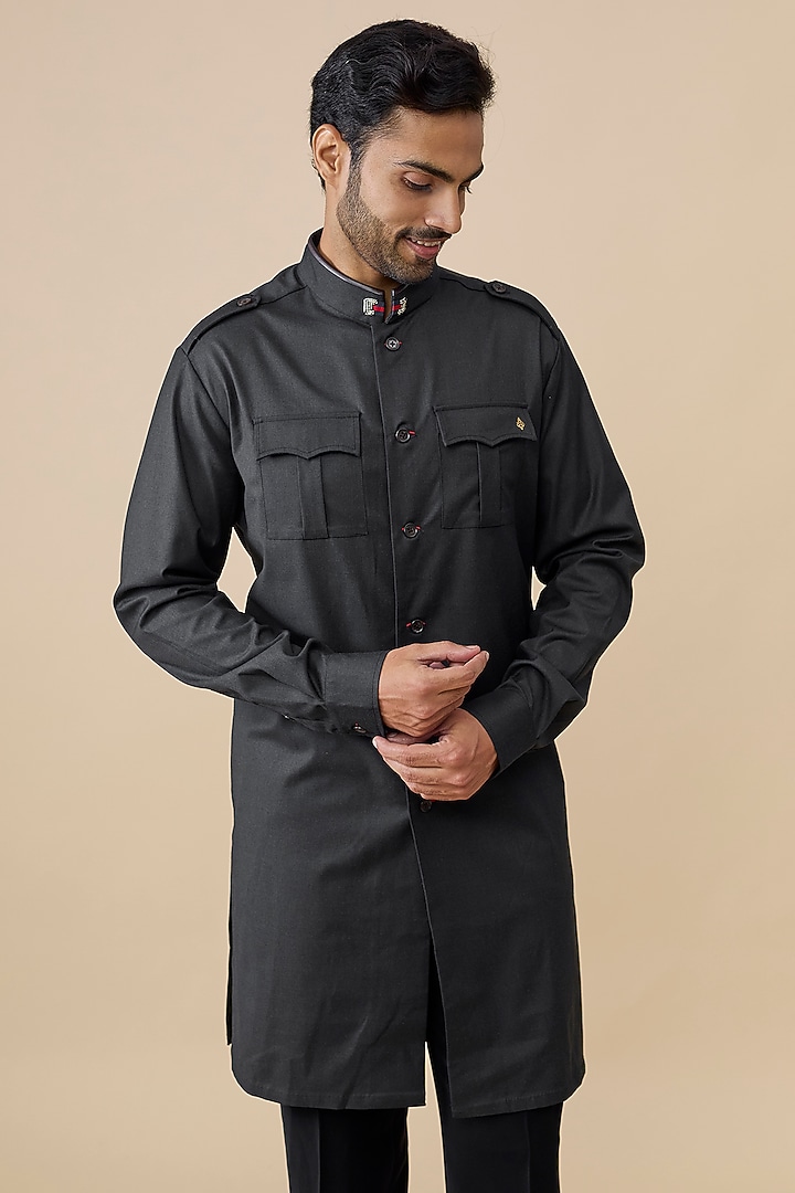Grey Tencel Rayon Kurta by S&N by Shantnu Nikhil Men at Pernia's Pop Up Shop