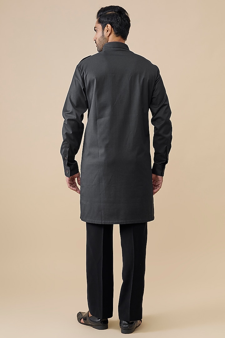 Grey Tencel Rayon Kurta by S&N by Shantnu Nikhil Men at Pernia's Pop Up Shop