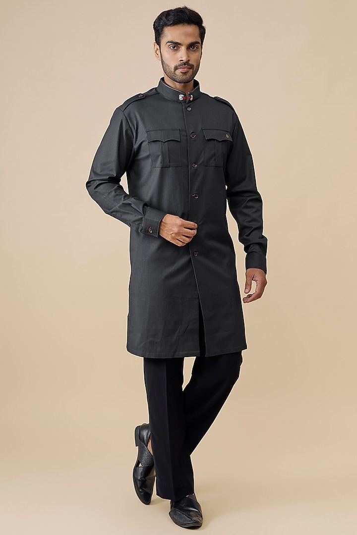 Grey Tencel Rayon Kurta by S&N by Shantnu Nikhil Men at Pernia's Pop Up Shop