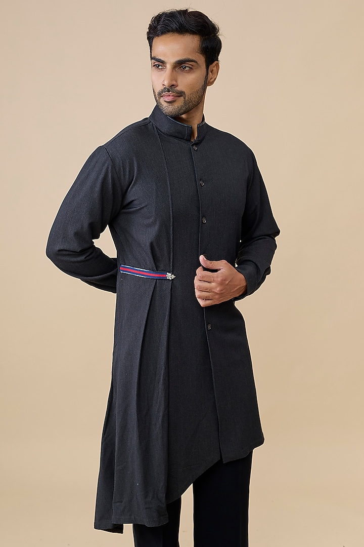 Grey Tencel Rayon Kurta by S&N by Shantnu Nikhil Men at Pernia's Pop Up Shop
