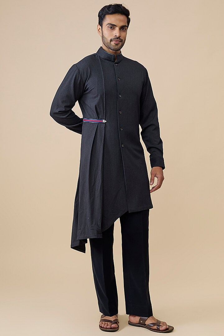 Grey Tencel Rayon Kurta by S&N by Shantnu Nikhil Men at Pernia's Pop Up Shop