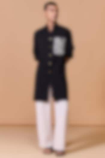 Black Terylene Viscose Lycra Kurta by S&N by Shantnu Nikhil Men at Pernia's Pop Up Shop