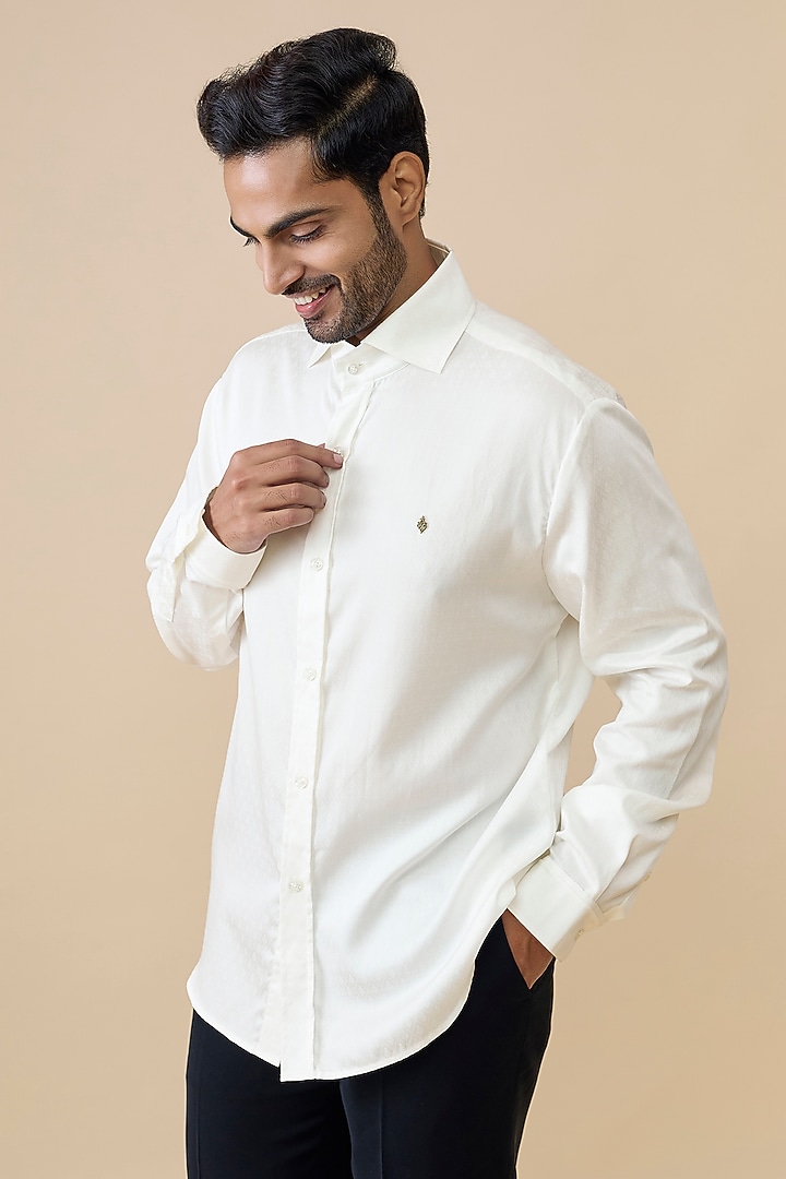 Off-White Cotton Poly Wedding Shirt by S&N by Shantnu Nikhil Men at Pernia's Pop Up Shop