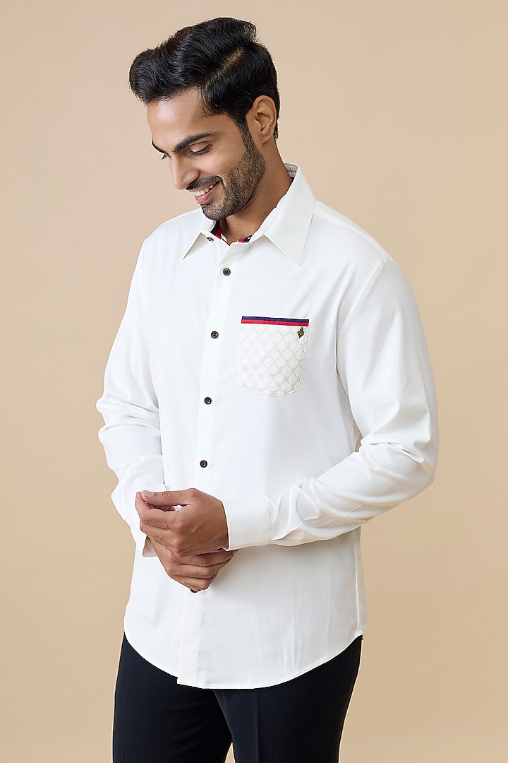 Off-White Cotton Poly Party Wear Shirt by S&N by Shantnu Nikhil Men at Pernia's Pop Up Shop