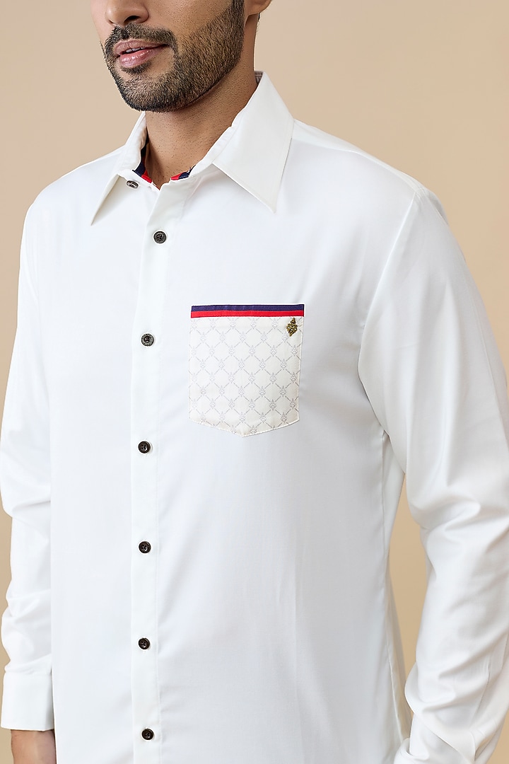 Off-White Cotton Poly Party Wear Shirt by S&N by Shantnu Nikhil Men at Pernia's Pop Up Shop