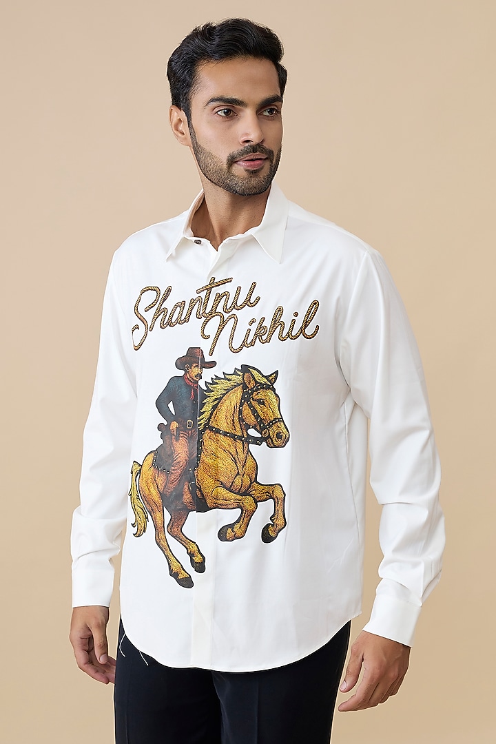 Off-White Cotton Poly Wedding Shirt by S&N by Shantnu Nikhil Men at Pernia's Pop Up Shop