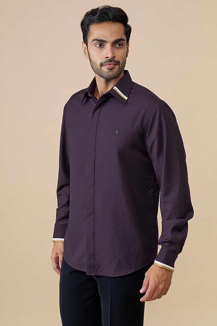 Purple Cotton Poly Party Wear Shirt by S&N by Shantnu Nikhil Men at Pernia's Pop Up Shop