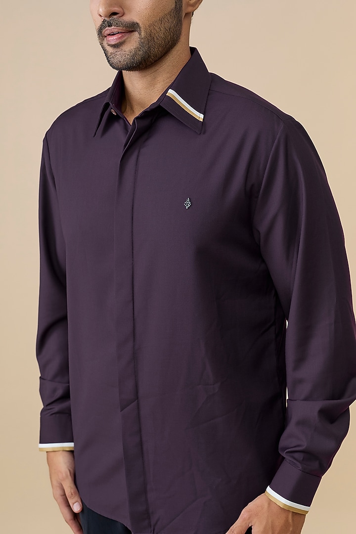 Purple Cotton Poly Party Wear Shirt by S&N by Shantnu Nikhil Men at Pernia's Pop Up Shop