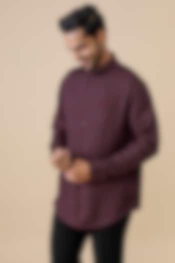 Cherry-Colored Cotton Poly Wedding Shirt by S&N by Shantnu Nikhil Men at Pernia's Pop Up Shop