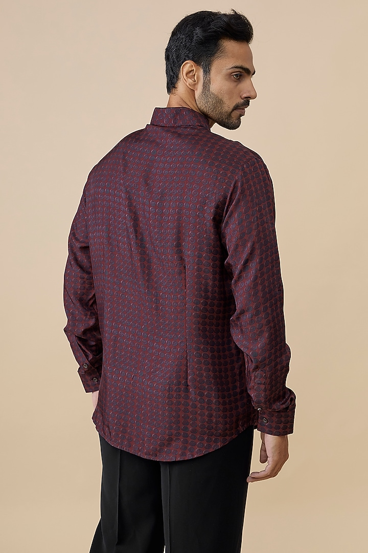 Cherry-Colored Cotton Poly Wedding Shirt by S&N by Shantnu Nikhil Men at Pernia's Pop Up Shop