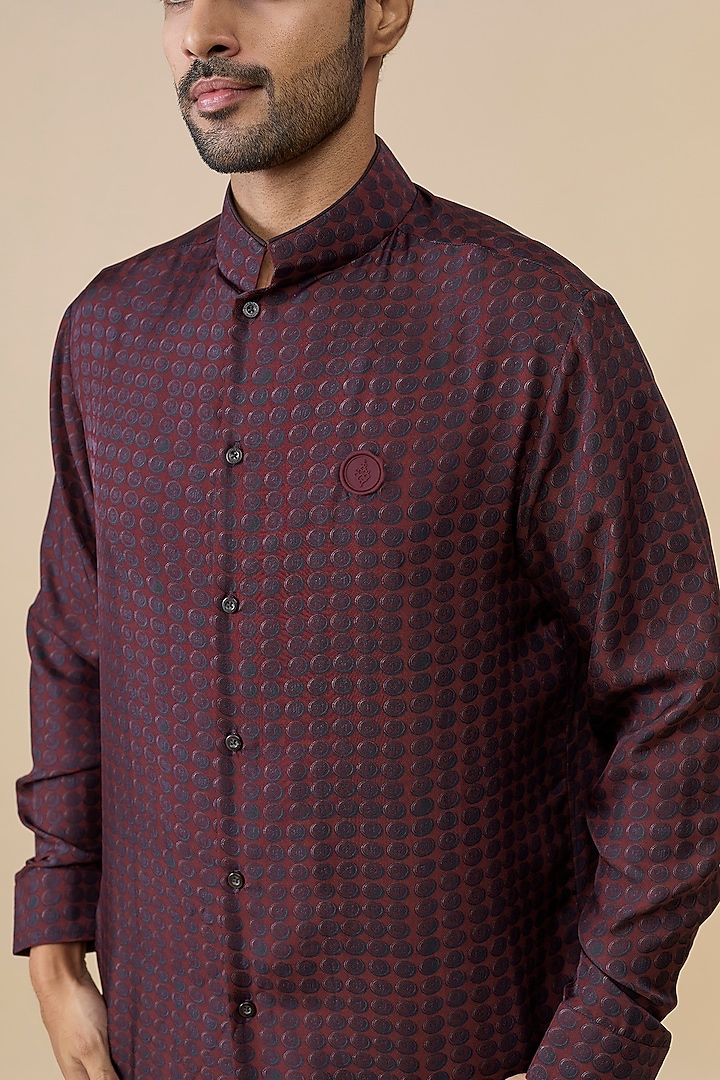 Cherry-Colored Cotton Poly Wedding Shirt by S&N by Shantnu Nikhil Men at Pernia's Pop Up Shop