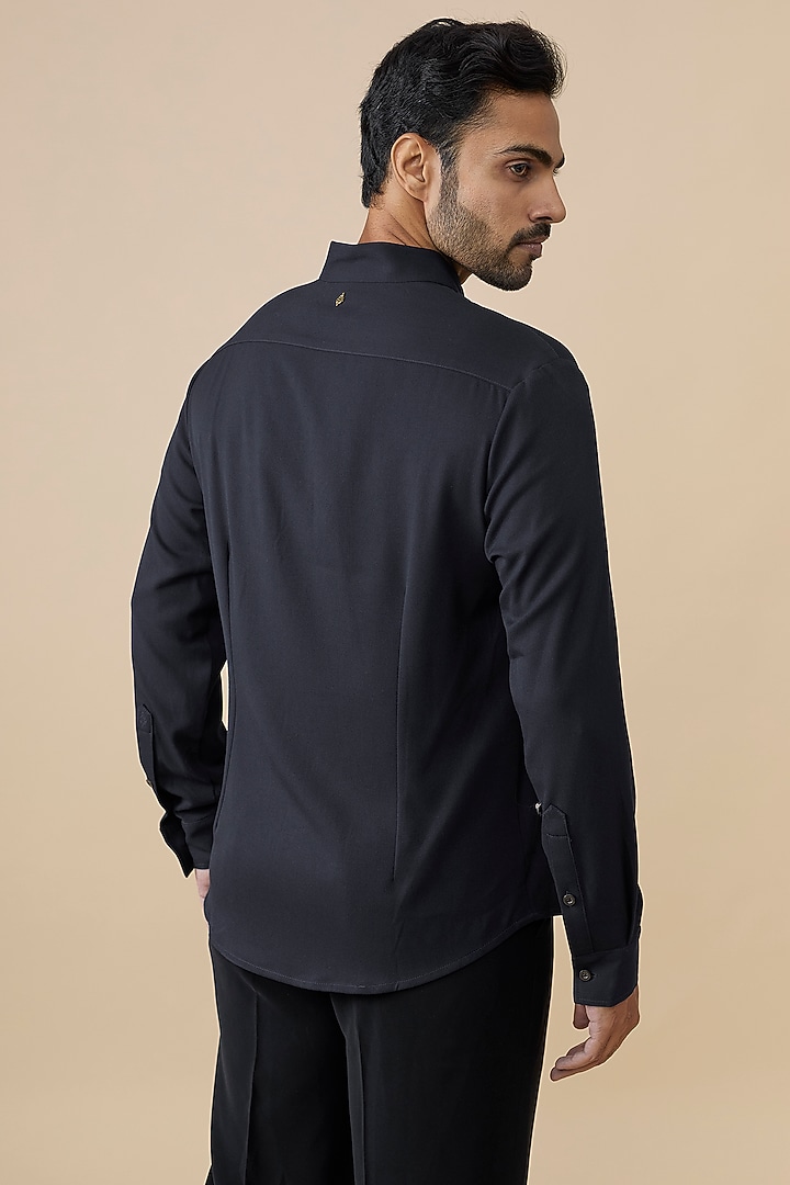 Navy Cotton Poly Wedding Shirt by S&N by Shantnu Nikhil Men at Pernia's Pop Up Shop