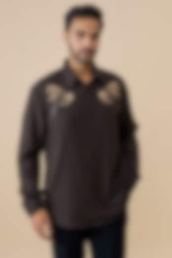 Choco-Colored Cotton Poly Wedding Shirt by S&N by Shantnu Nikhil Men at Pernia's Pop Up Shop