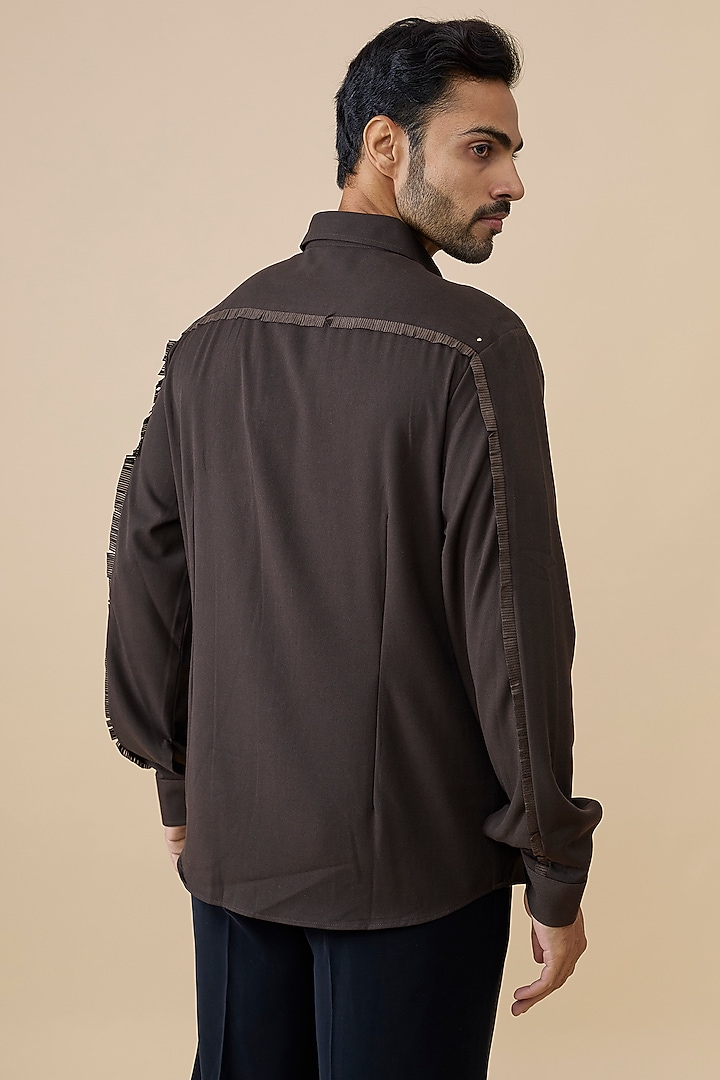 Choco-Colored Cotton Poly Wedding Shirt by S&N by Shantnu Nikhil Men at Pernia's Pop Up Shop