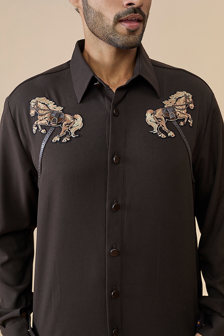 Choco-Colored Cotton Poly Wedding Shirt by S&N by Shantnu Nikhil Men at Pernia's Pop Up Shop