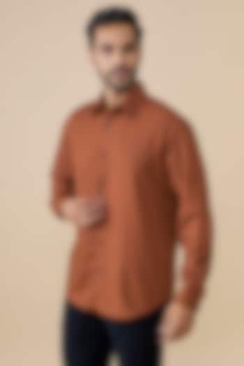 Rust Cotton Poly Party Wear Shirt by S&N by Shantnu Nikhil Men at Pernia's Pop Up Shop