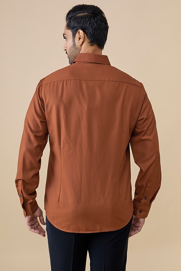 Rust Cotton Poly Party Wear Shirt by S&N by Shantnu Nikhil Men at Pernia's Pop Up Shop