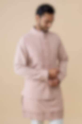 Light Pink Rayon Suiting Blend Bundi Jacket by S&N by Shantnu Nikhil Men at Pernia's Pop Up Shop