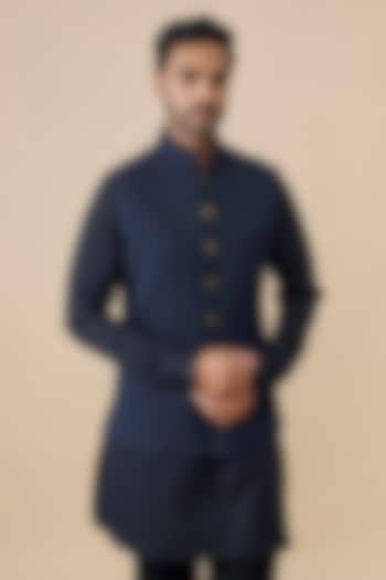 Navy Blue Suiting Blend Bundi Jacket by S&N by Shantnu Nikhil Men at Pernia's Pop Up Shop