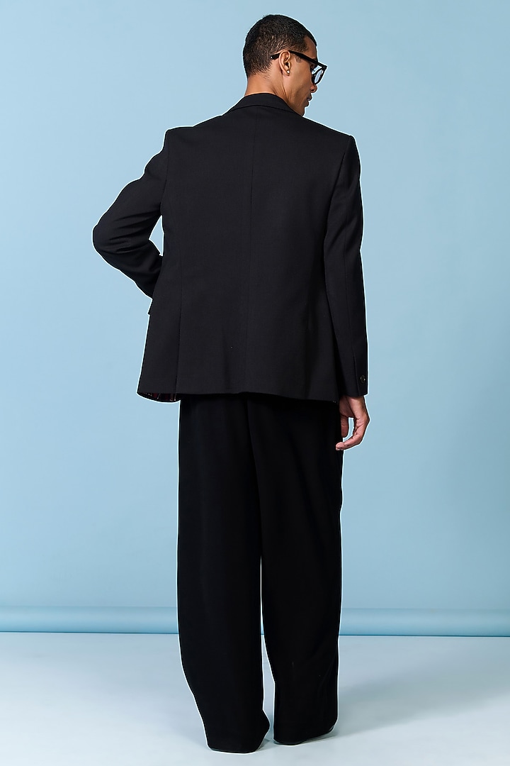 Black Poly Blend Viscose Lycra Jacket by S&N by Shantnu Nikhil Men at Pernia's Pop Up Shop