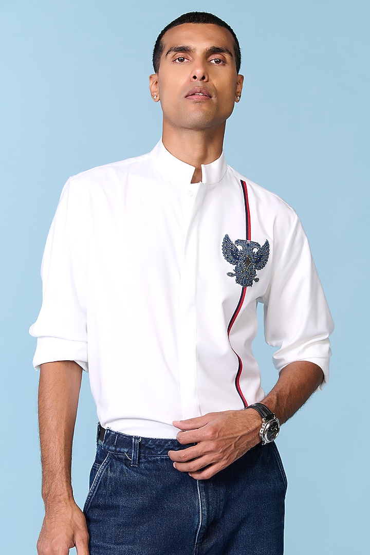 Off-White Terylene Wedding Shirt by S&N by Shantnu Nikhil Men at Pernia's Pop Up Shop