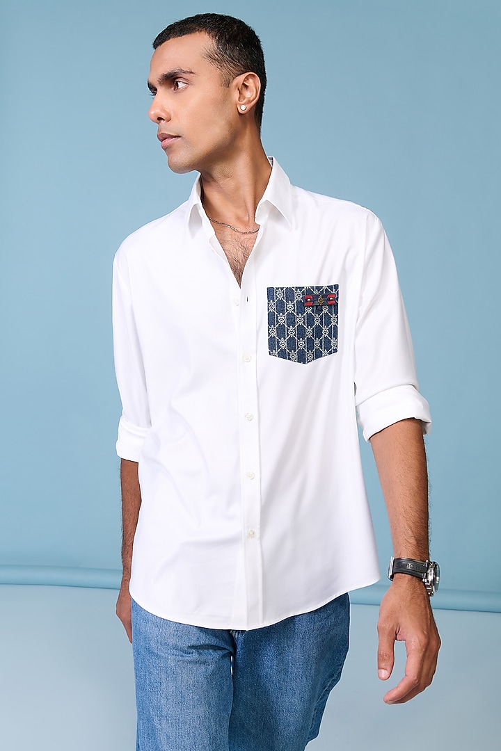Off-White Terylene Wedding Shirt by S&N by Shantnu Nikhil Men at Pernia's Pop Up Shop