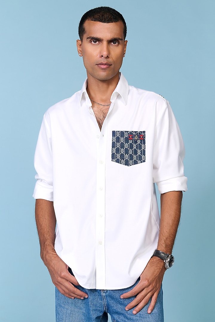 Off-White Terylene Wedding Shirt by S&N by Shantnu Nikhil Men at Pernia's Pop Up Shop