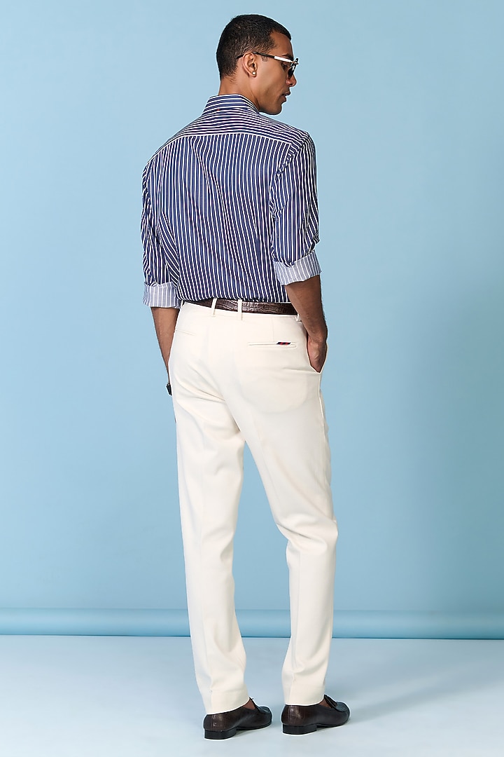 Navy Cotton Blend Striped Wedding Shirt by S&N by Shantnu Nikhil Men at Pernia's Pop Up Shop