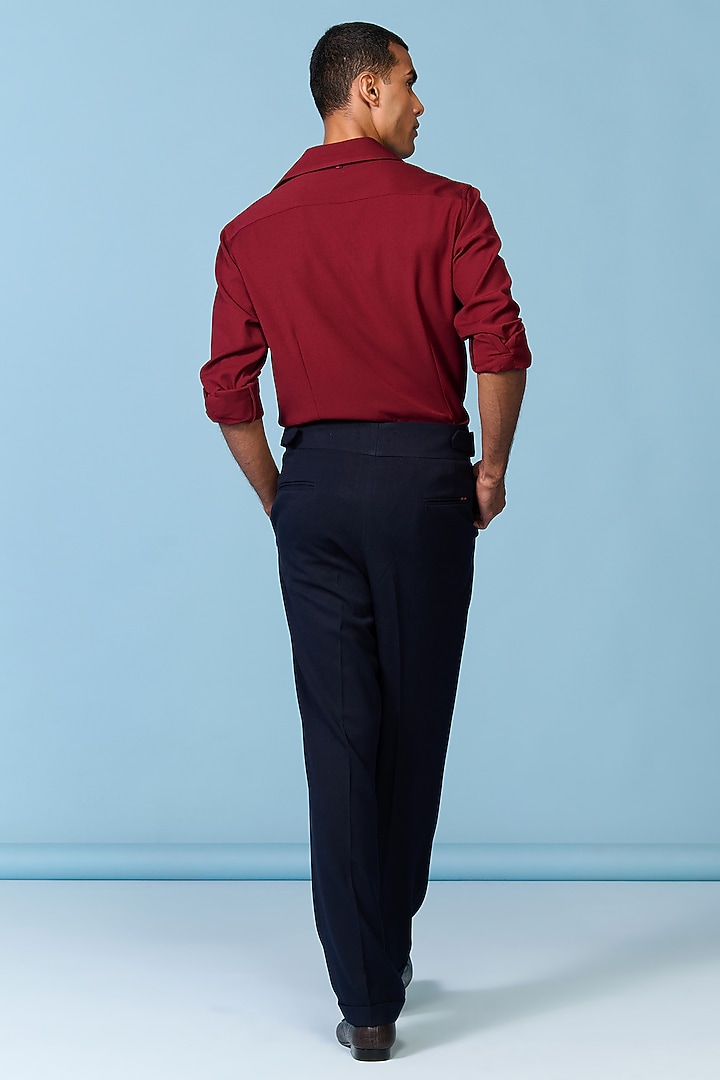 Burgundy & Midnight Brushed Suiting Blend Color-Block Party Wear Shirt by S&N by Shantnu Nikhil Men at Pernia's Pop Up Shop