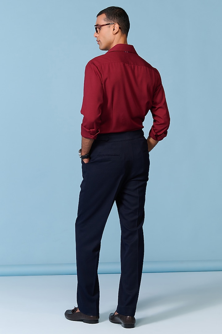 Cherry-Colored Brushed Suiting Blend Stripe Printed Wedding Shirt by S&N by Shantnu Nikhil Men at Pernia's Pop Up Shop