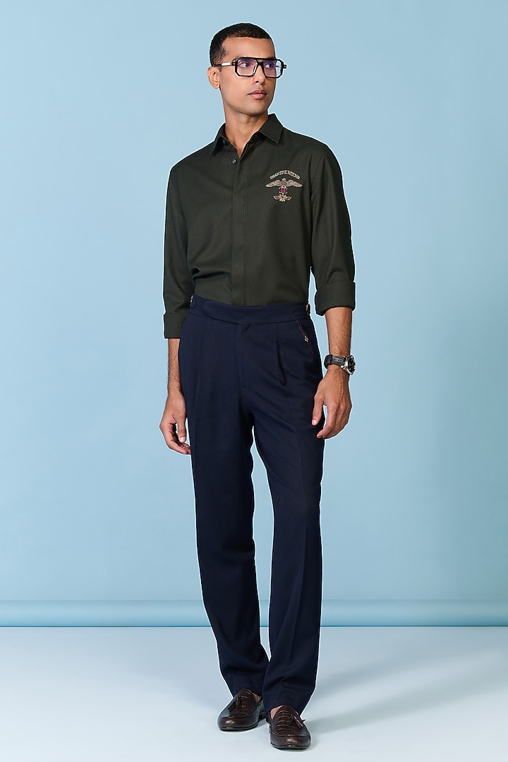 Emerald Cotton Lycra Poly Blend Wedding Shirt by S&N by Shantnu Nikhil Men at Pernia's Pop Up Shop