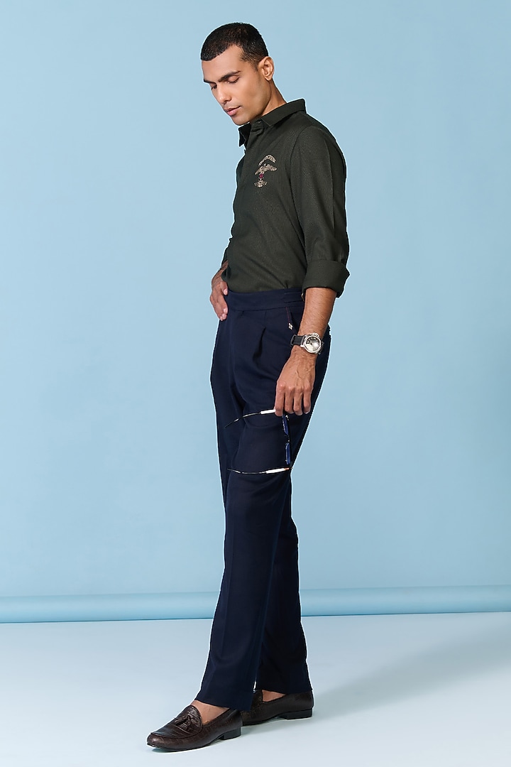 Emerald Cotton Lycra Poly Blend Wedding Shirt by S&N by Shantnu Nikhil Men at Pernia's Pop Up Shop