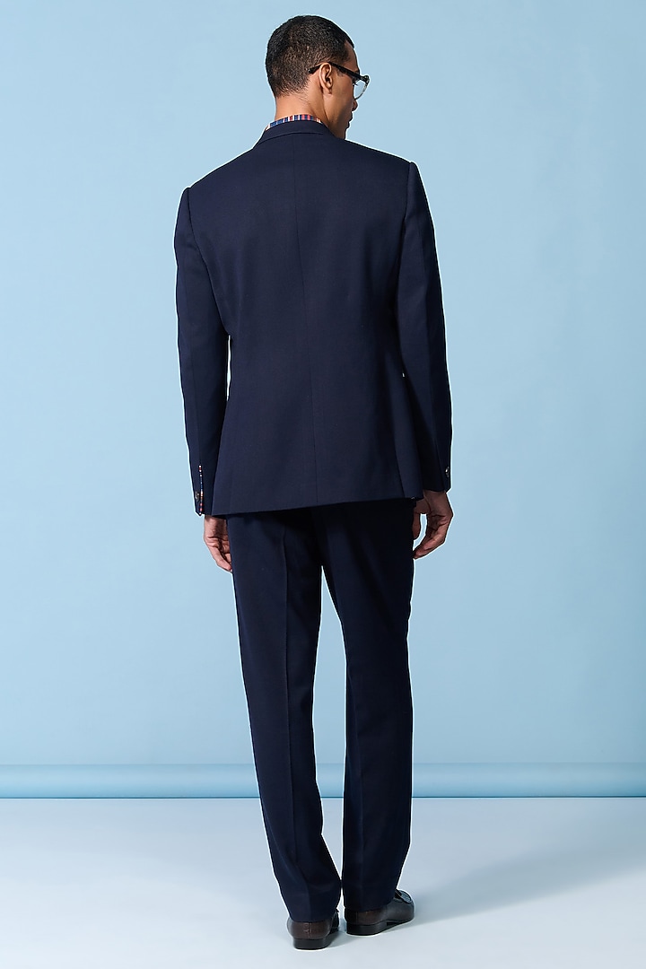 Navy Poly Blend Viscose Lycra Jacket by S&N by Shantnu Nikhil Men at Pernia's Pop Up Shop
