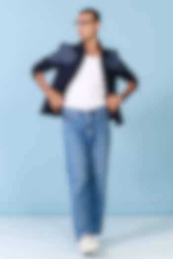 Navy Poly Blend Viscose Lycra Denim Jacket by S&N by Shantnu Nikhil Men at Pernia's Pop Up Shop