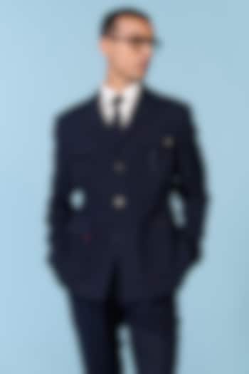 Navy Poly Blend Viscose Lycra Utility Jacket by S&N by Shantnu Nikhil Men at Pernia's Pop Up Shop