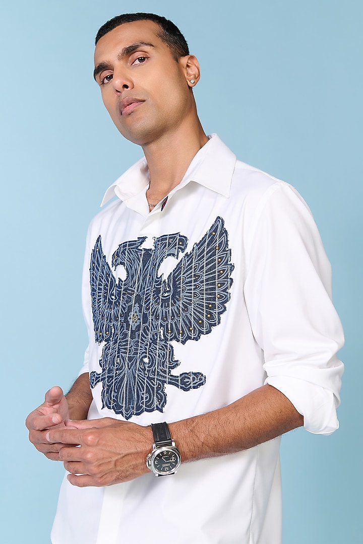Off-White Tencel Rayon Spandex Embroidered Wedding Shirt by S&N by Shantnu Nikhil Men at Pernia's Pop Up Shop