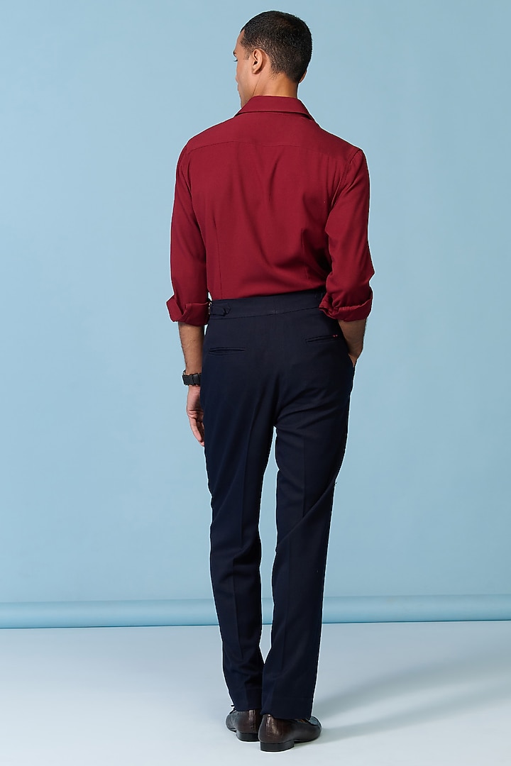 Cherry-Colored Cotton Lycra Poly Blend Wedding Shirt by S&N by Shantnu Nikhil Men at Pernia's Pop Up Shop