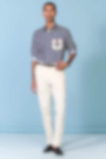 Off-White Poly Blend Viscose Lycra Trousers by S&N by Shantnu Nikhil Men at Pernia's Pop Up Shop