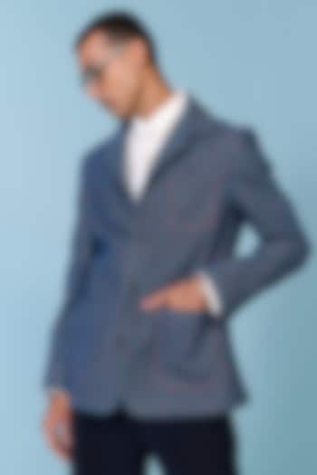 Blue Denim & Silk Twill Striped Jacket by S&N by Shantnu Nikhil Men at Pernia's Pop Up Shop