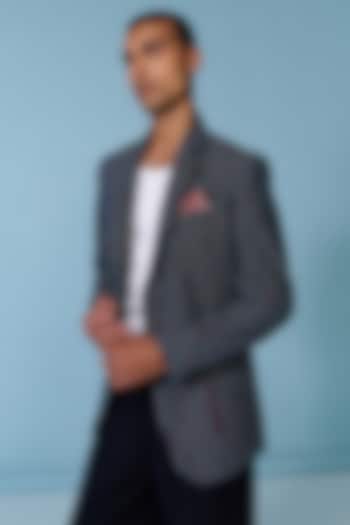 Blue Denim & Silk Twill Striped Jacket by S&N by Shantnu Nikhil Men at Pernia's Pop Up Shop