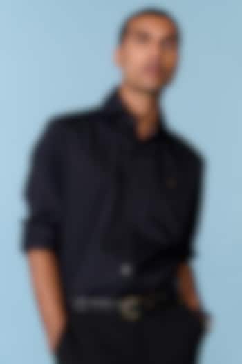 Black Jacquard Textured Wedding Shirt by S&N by Shantnu Nikhil Men at Pernia's Pop Up Shop