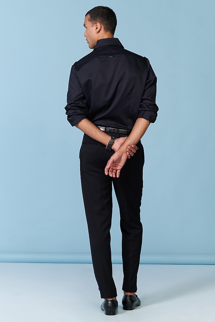 Black Jacquard Textured Wedding Shirt by S&N by Shantnu Nikhil Men at Pernia's Pop Up Shop