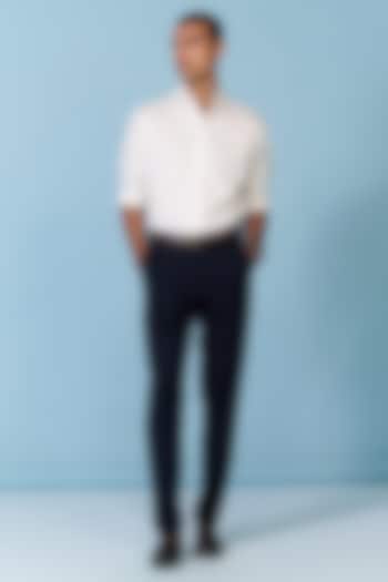 Navy Poly Blend Viscose Lycra Trousers by S&N by Shantnu Nikhil Men at Pernia's Pop Up Shop