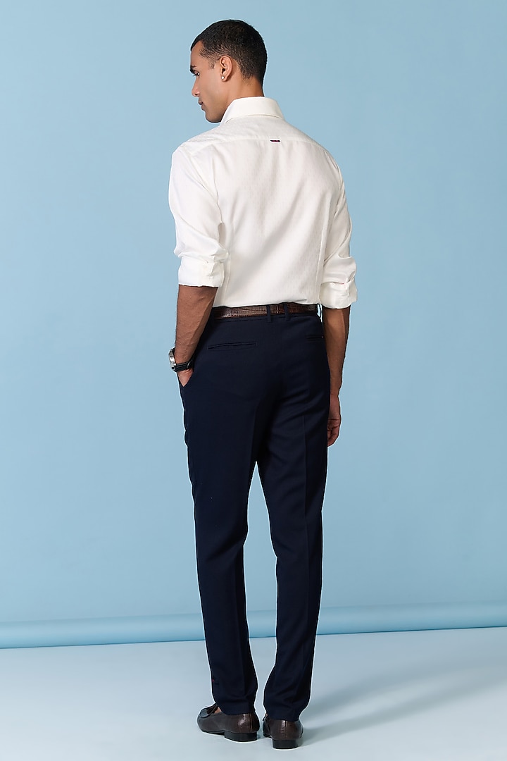 Navy Poly Blend Viscose Lycra Trousers by S&N by Shantnu Nikhil Men at Pernia's Pop Up Shop