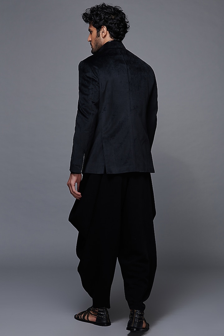 Black Velvet Wedding Bandhgala Jacket by S&N by Shantnu Nikhil Men at Pernia's Pop Up Shop