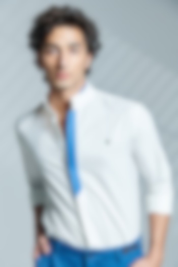 Off-White Terylene & Faux Leather Party Wear Shirt by S&N by Shantnu Nikhil Men at Pernia's Pop Up Shop