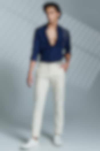 Off-White Cotton & Lycra Trousers by S&N by Shantnu Nikhil Men at Pernia's Pop Up Shop
