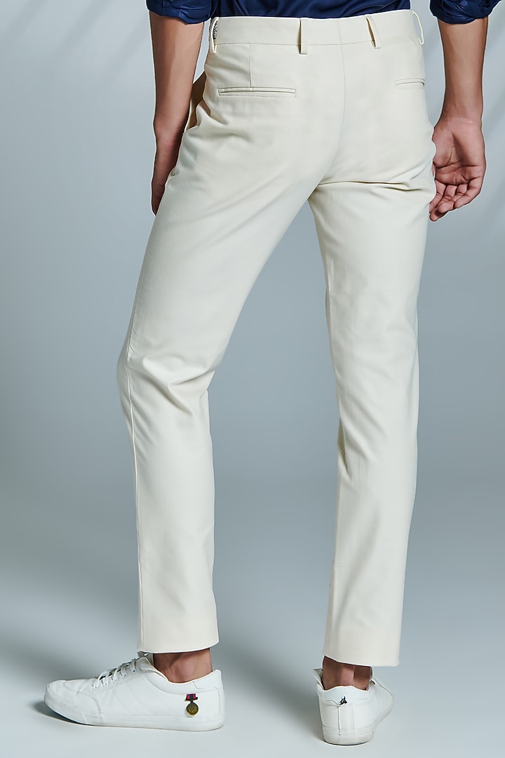Off-White Cotton & Lycra Trousers by S&N by Shantnu Nikhil Men at Pernia's Pop Up Shop
